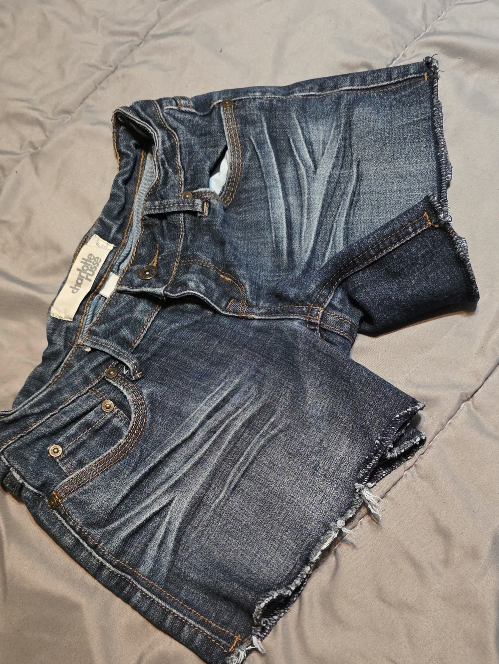 Charlotte Russe Dark Blue Frayed Hem Women's Denim Shorts